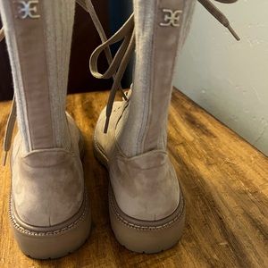 Sam Edelman, Lydell Lug-Sole Suede & Knit, Combat Boots